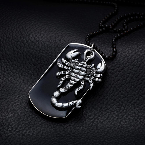 Black Ops Military Silver Scorpion No Fade Stainless Steel Pendant Chain Necklace