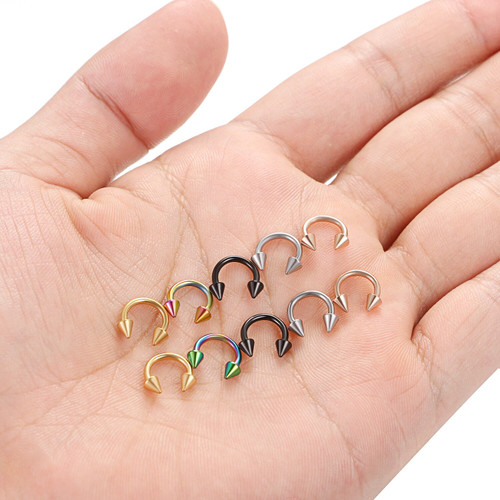10 Piece Horseshoe No Fade Stainless Steel Nose Ring Eyebrow Septum Spice Piercing Earrings