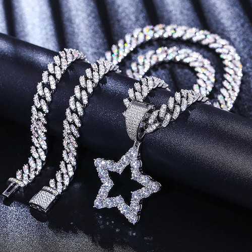 VVS Genuine Diamond Flooded Ice Super Star 925 Sterling Silver Hip Hop Pendants