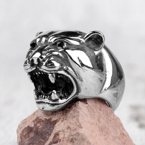 Mens Stainless Steel No Fade Leopard Street Wear Fashion Rings