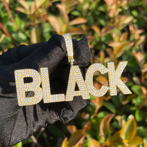 Iced Block Letter Custom Name Plate Hip Hop Personalized Pendants