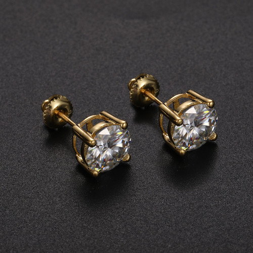 9mm Solid Sterling Silver Genuine VVS Lab Diamond Hip Hop Blinged Out Earrings