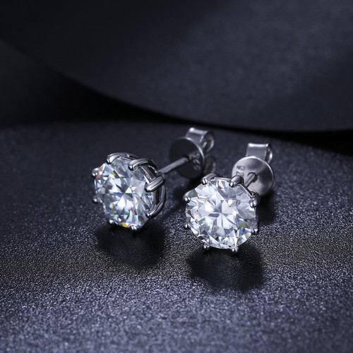 18k White Gold Over Solid 925 Silver 0.5ct-12ct Genuine VVS Moissanite Bling Earrings