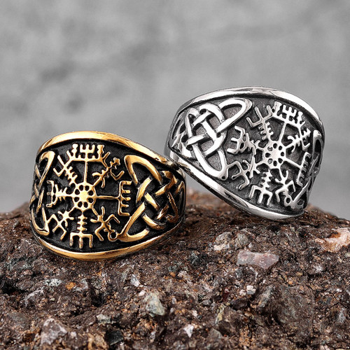 Mens Vintage Look Norse God Mythology Solid No Fade 14k Over Stainless Steel Rings