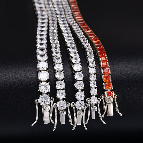 Flooded Ice Fashion Iced Blinged Out 3mm/4mm 3A Zircon Stone Tennis Bracelets