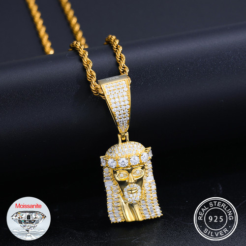 Fully Iced Blinged Out Jesus Piece Genuine VVS Diamnd 925 Solid Hip Hop Pendant