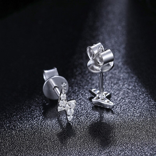 Solid 925 Sterling Silver Genuine Moissanite Diamond Lightning Bold Hip Hop Earrings