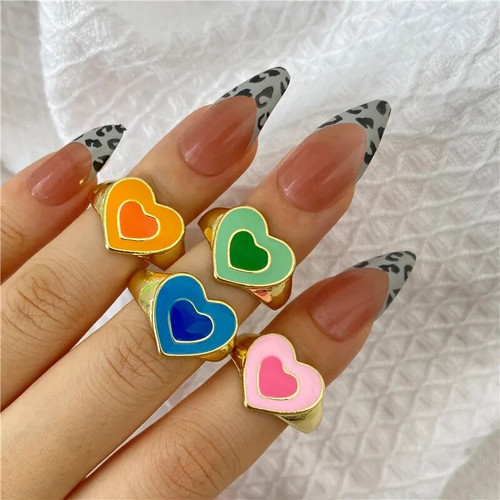 Boho Chic Ladies 4 Piece Heart Motif Gold Ring Set