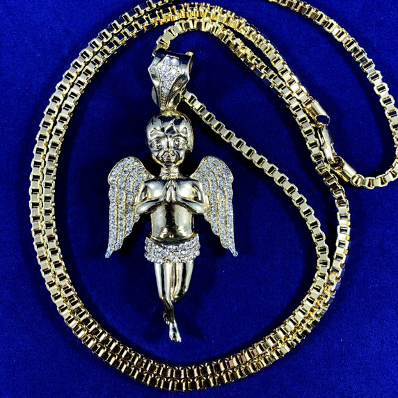 14k Gold Praying Angel Pendant On Sale Now