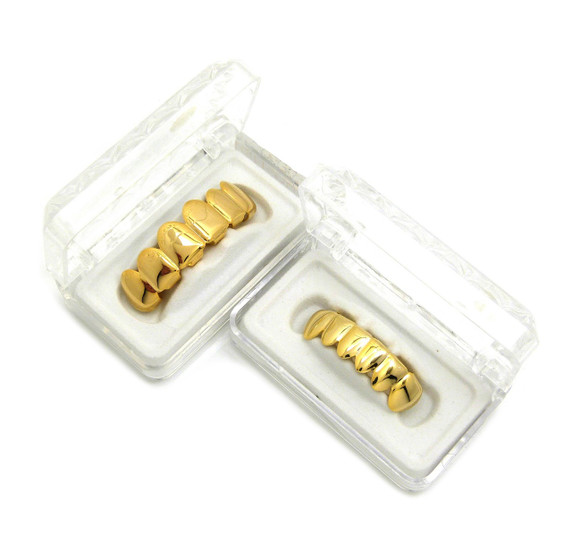 14k Gold Custom Top and Bottom Teeth Hip Hop Grillz Set