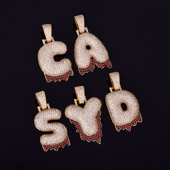 Custom Red Drip Bubble Letter Necklace – Bling Label