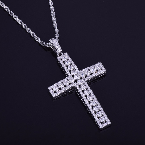 .925 Ultra Ice AAA Micro Pave Cross Chain Necklace