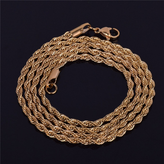 14k Gold Over Stainless Steel Rop Chain Necklace