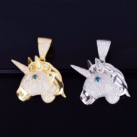 Lab Diamond Iced Out Unicorn Horse 