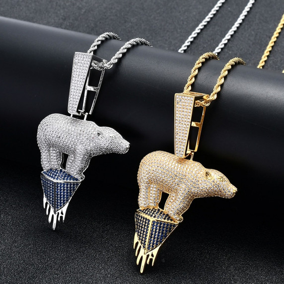 Polar Bear Iceberg Pendant Chain Necklace