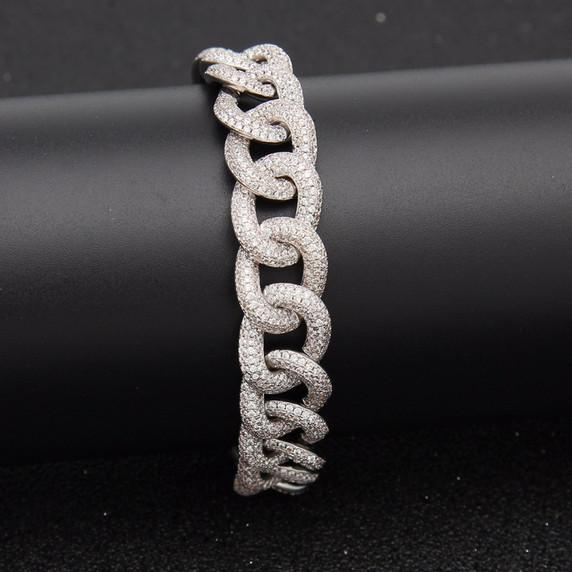 Hip Hop AAA True Micro Paved Bling Iced Out Miami Cuban Link Bracelet