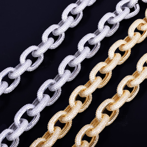 24k Gold .925 Silver Big Dog Chain Neckalce