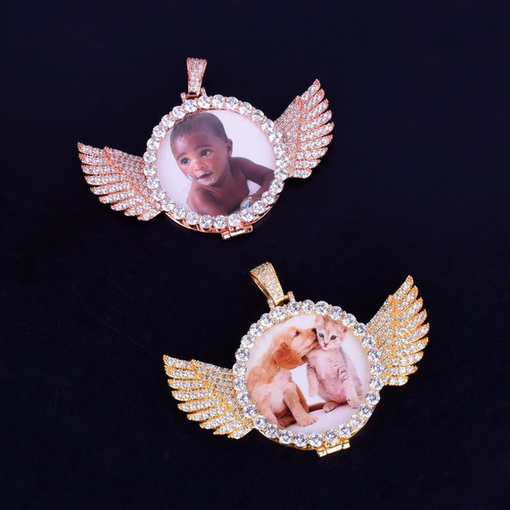 Wings of Angels | VVS Diamond CZ 18k Gold Custom Photo Hip Hop Chain Necklace