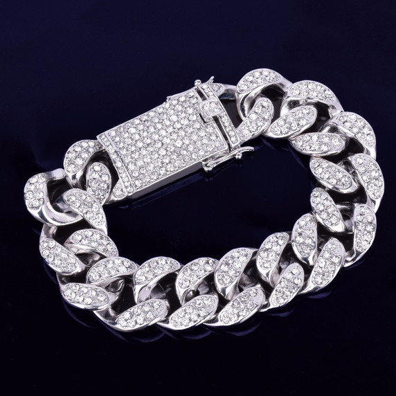 Silver Iced Cuban Link Bracelet