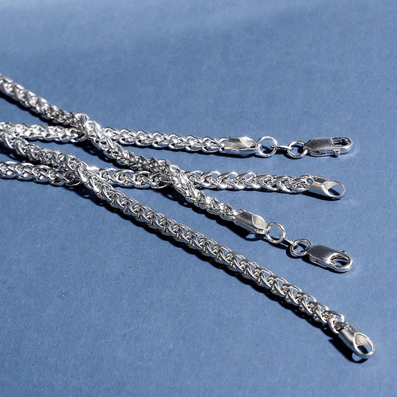 4mm 925 Sterling Silver Solid Men's Franco Link Hip Hop Chain Necklaces