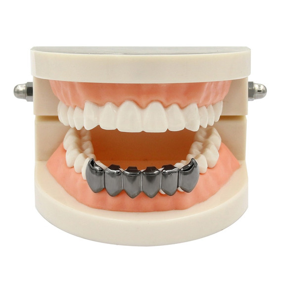 Hip Hop Lower Bottom Custom Fit Yellow Gold Teeth Fang Grillz 