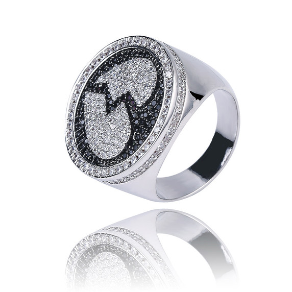 Broken Heart Flooded Ice Bling AAA Micro Pave Stone Hip Hop Ring Jewelry