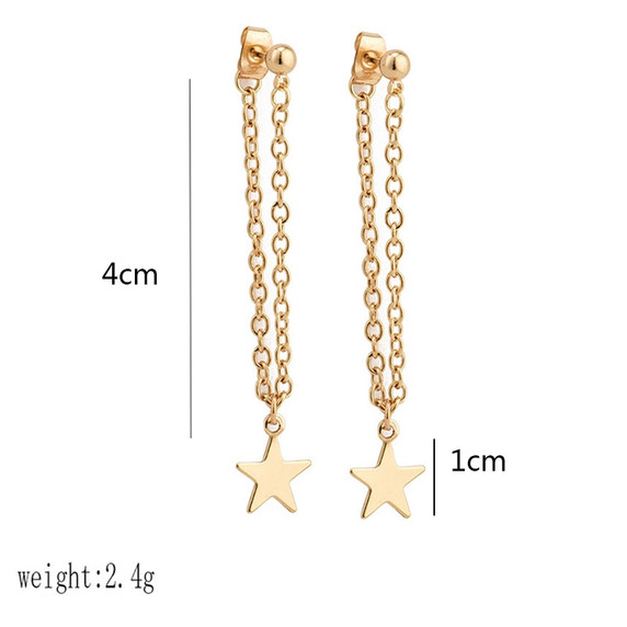 Womens Gold Boho Fashion Star Chain Gold Earrings