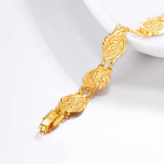 Fashion Jewelry 18k Gold Platinum Allah Coin Link Bracelets