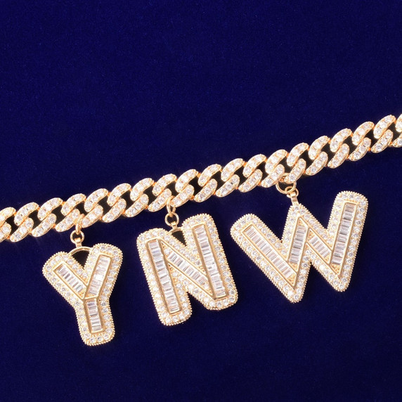 18k Gold Flooded Ice Baguette Cuban Link Chain