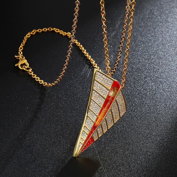 AAA Micro Pave Paper Airplane Flooded Ice Aircraft Hip Hop Pendant Chain Necklace