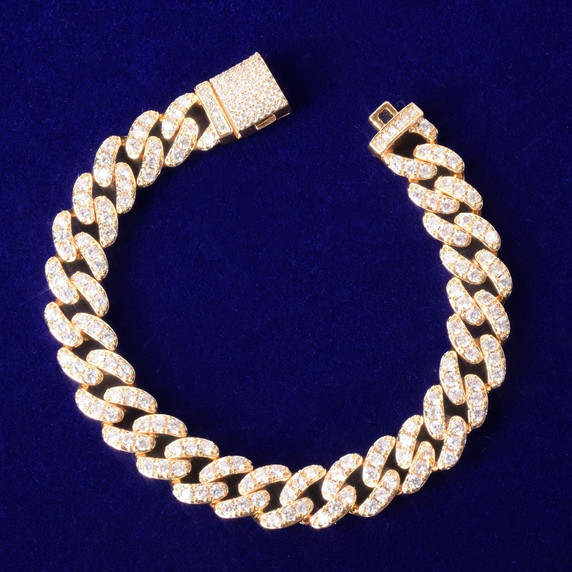 24k Gold .925 Silver Rose Gold Miami Cut Cuban Link 10mm Flooded Ice Bracelets