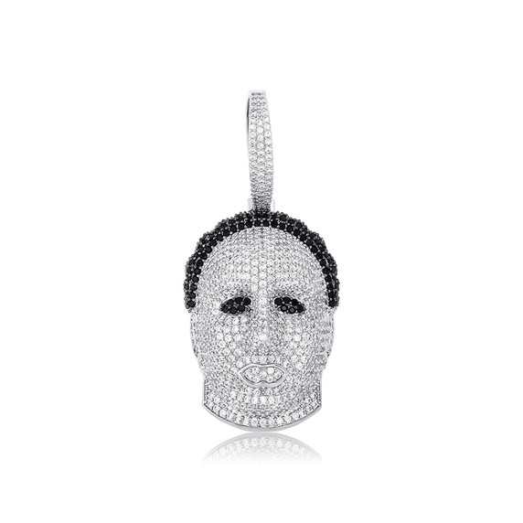 Jason Mask AAA Micro Pave 14k Gold Flooded Ice Bling Pendant Chain Necklace