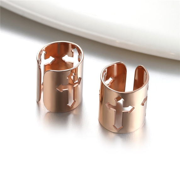 Unisex Gold Silver Black Rose Gold High Fashion 316 Stainless Steel Cross Cuff Earrings