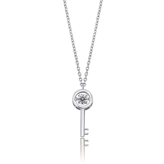 Ladies 14k Gold Over 100% 925 Sterling Silver Retro Skeleton Key Pendant Necklace