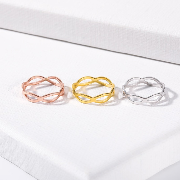 Platinum 18k Gold Rose Gold Stainless Steel Love Infinity Rings