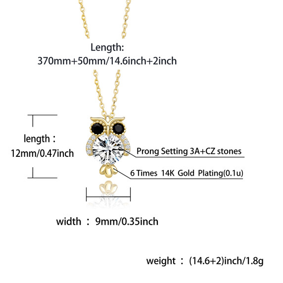 925 Solid Sterling Silver Hip Hop Fashion Glitter Owl Bling Pendant Chain Necklace