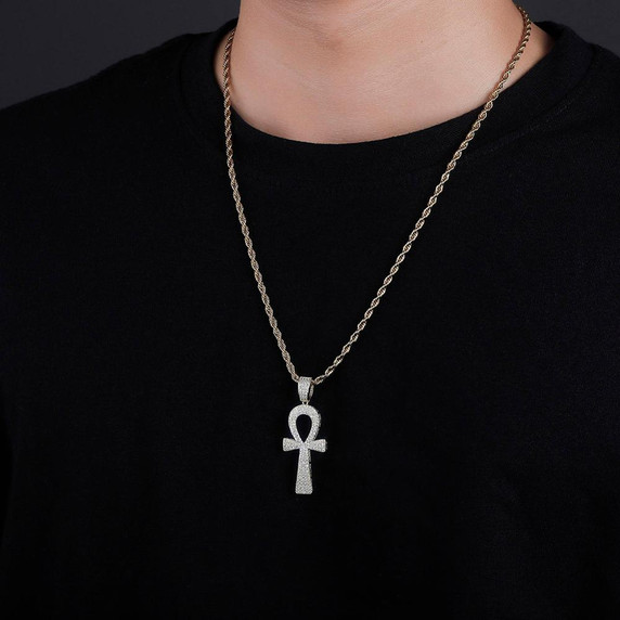 Key Of Life Ancient African Egyptian Ankh Cross Hip Hop Pendant Chain Necklace