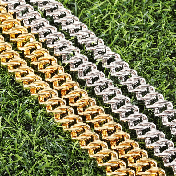 Bust Down 3 Row Baguette Ice Crazy Hip Hop 15MM 18 Inch Cuban Link Chain Necklace