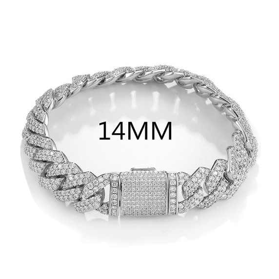 Designer Hip Hop 10MM 12MM 14MM 2 Row Cuban Link AAA Paved Set Big Boy Bracelet