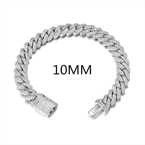 Designer Hip Hop 10MM 12MM 14MM 2 Row Cuban Link AAA Paved Set Big Boy Bracelet