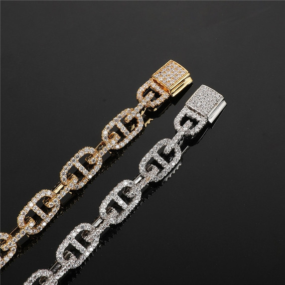 11mm Flooded Ice Open Cuban Link AAA Stone Hip Hop Bracelets