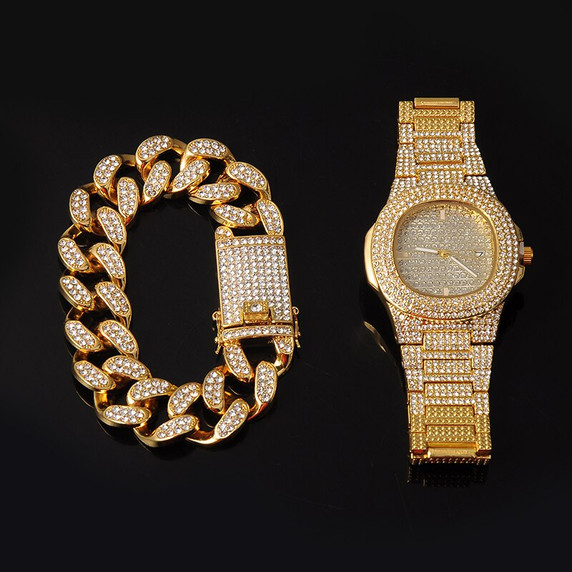 14k Rose Gold 925 Silver Big Boy 20mm Cuban Link Bracelet Watch Chain Necklace Combo Set