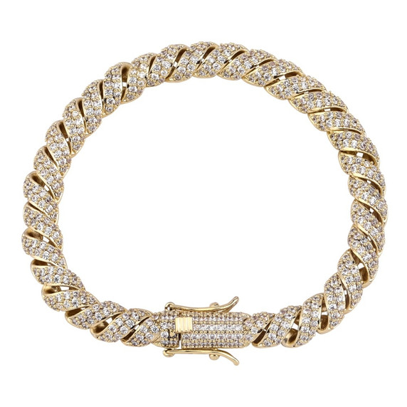 10mm Flooded Ice Hip Hop AAA+ Twisted Bling Luxury Fashion Bracelet