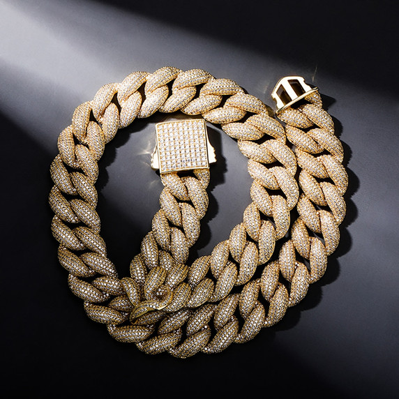 New Luxury Spring Clasp 18mm Mens Miami Cuban Link Hip Hop Chain Necklace