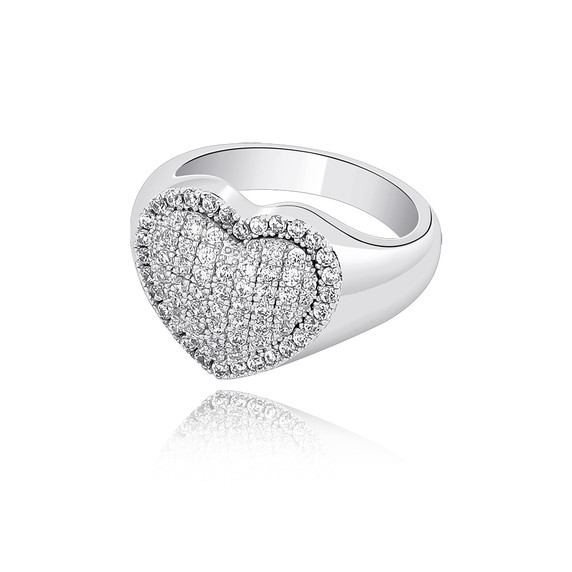 Ladies High Fashion Bling Delicate Heart AAA Micro Pave Bling Bling Rings