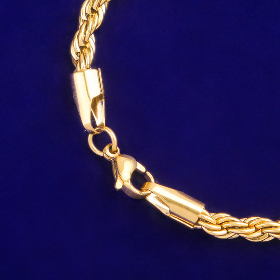 24k 925 Silver Rose Gold 5MM Rope Link Bling Street Wear Bracelets