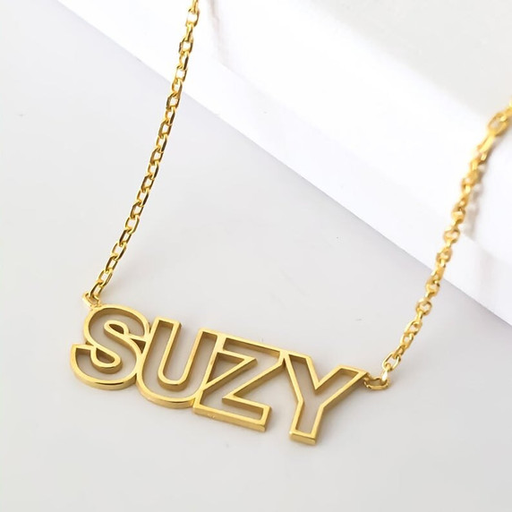 Modern Women Stainless Steel Outline Cutout Custom Name Necklace