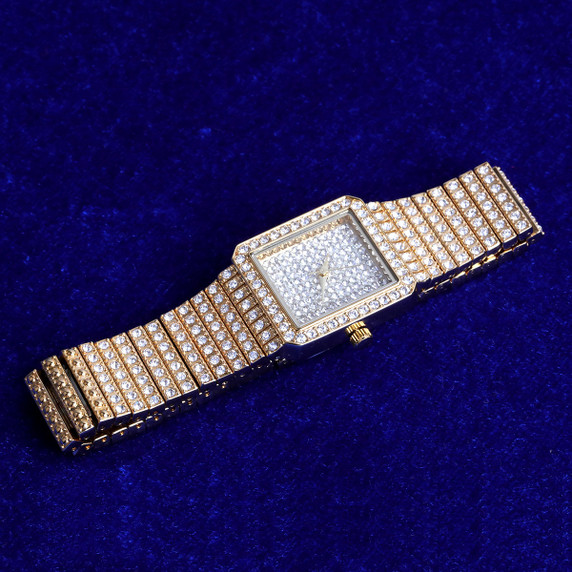 Women’s Flooded Ice Clean Classic Square Bezel Bling Street Wear Wrist Watch