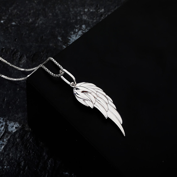 Ladies Single Angel Wing Solid 925 Sterling over over Yellow Rose Gold Bling Pendant Necklace