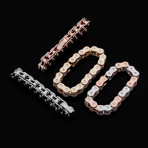 18mm 14k White Yellow Rose Gold Hip Hop Biker Boy Motorcycle Bike Chain Bracelet